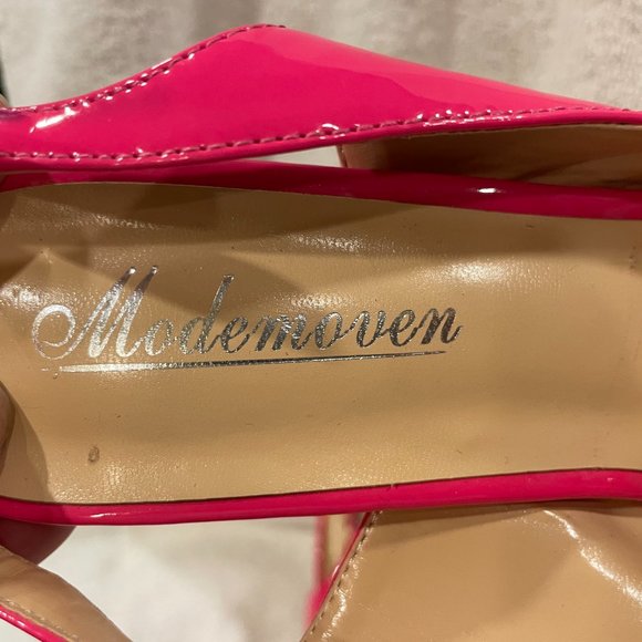 Modemoven Patent Hot Pink Peep Toe Slingbacks Size 9 - Picture 3 of 3